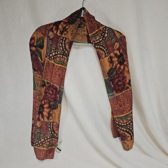 Accessories - New York Studio Oblong Scarf 60”x10” 100%silk Autumn,‎ Harvest, Grannycore